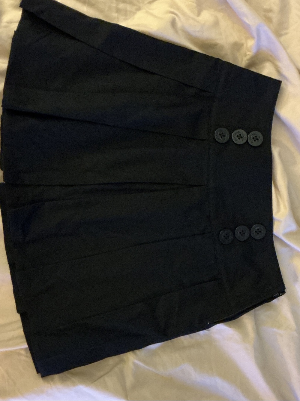Hot Topic Black Pleated Mini Skirt with Double Button Waist